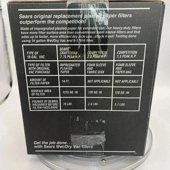 Sears OEM Replacement Pleated Paper Filter 917816 Wet Dry Vac 6-32G Craftsman‎ - Picture 2 of 5